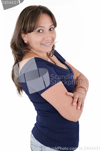 Image of Smiling business woman. Isolated over white background