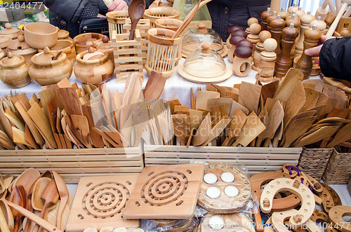 Image of handmade wooden kitchen utensil tools bazaar fair 