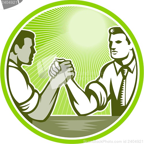 Image of Businessman Office Worker Arm Wrestling