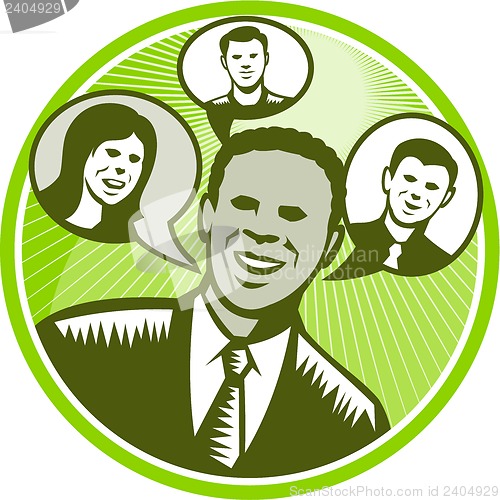 Image of Businessman People Smiling Speech Bubble