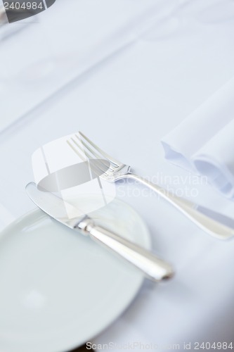 Image of table in restaurant tableware glass banquet summer