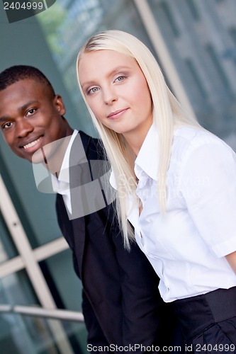 Image of successful business team diversity outdoor summer 