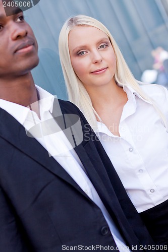 Image of successful business team diversity outdoor summer 