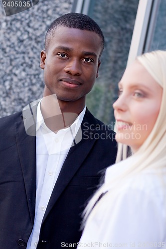 Image of successful business team diversity outdoor summer 