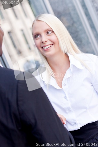 Image of successful business team diversity outdoor summer 