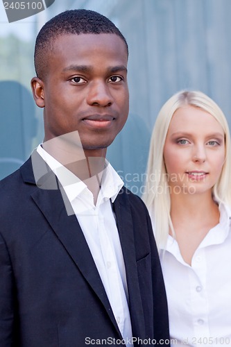 Image of successful business team diversity outdoor summer 