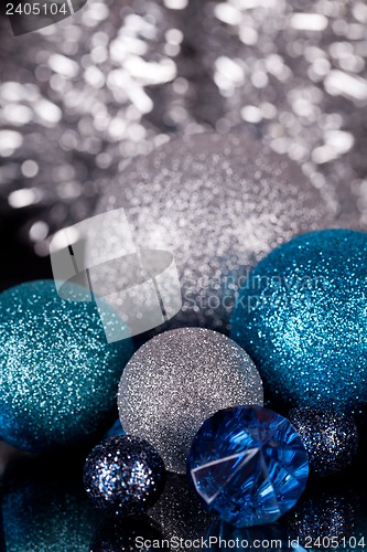 Image of festive glitter christmas decoration silver blue