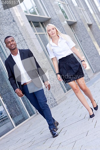 Image of successful business team diversity outdoor summer 