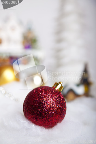 Image of Christmas balls in the snow