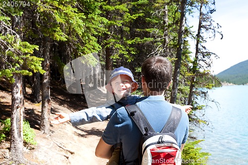 Image of family hiking