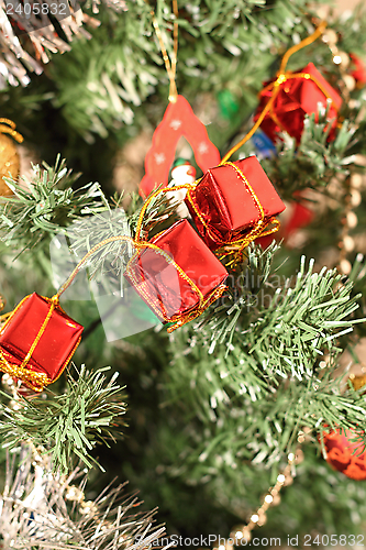 Image of closeup of christmas decorations 