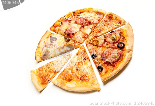 Image of Pizza with the up cut off piece