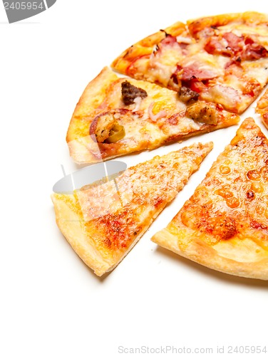 Image of Pizza with the up cut off piece