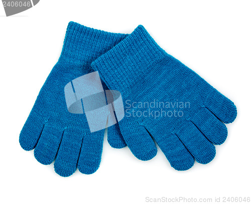 Image of Blue Knit Gloves isolated