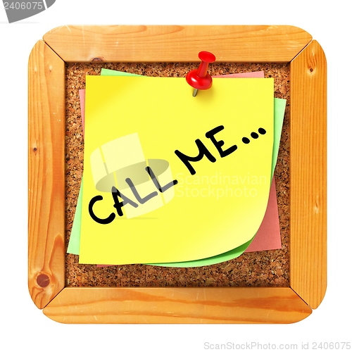 Image of Call Me. Yellow Sticker on Bulletin.