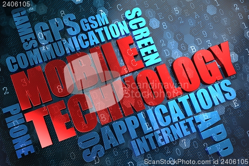 Image of Mobile Technology. Wordcloud Concept.