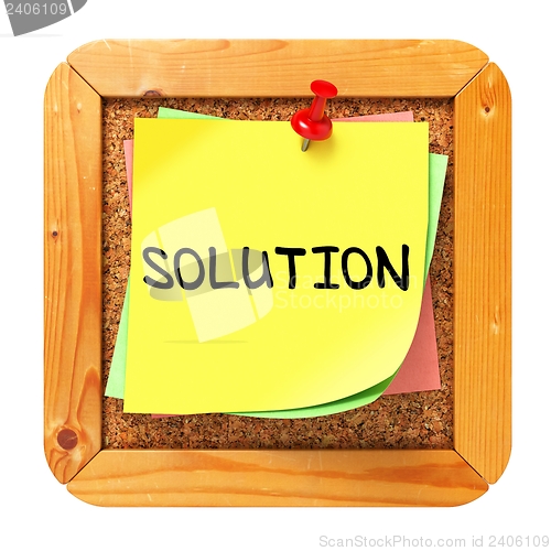 Image of Solution. Yellow Sticker on Bulletin.