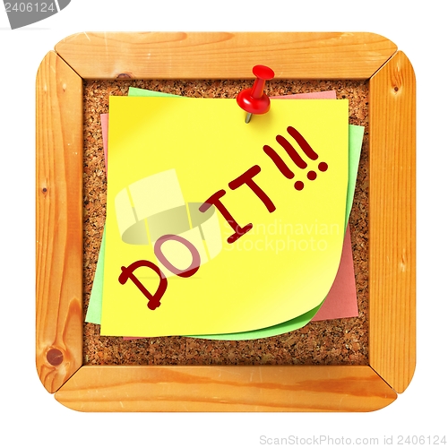 Image of Do It. Yellow Sticker on Bulletin.