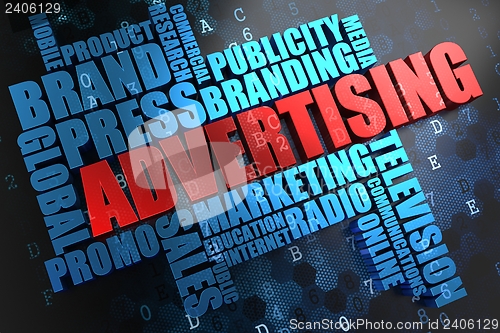 Image of Advertising. Wordcloud Concept.