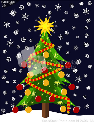 Image of Colorful Christmas tree at night