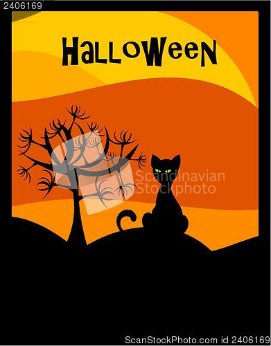 Image of Halloween background with cat