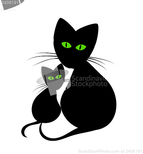 Image of Cat mom and kitten
