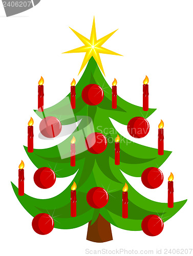 Image of Vector Christmas tree with candles