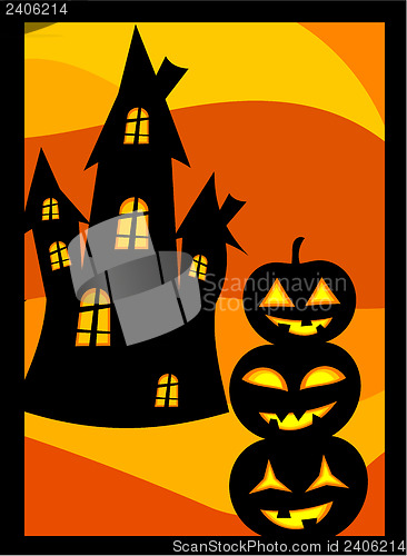 Image of Halloween pumpkins and house