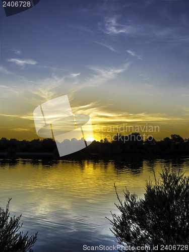 Image of Sunset on a lake in Germany