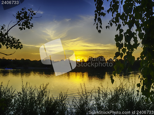Image of Sunset on the lake Pucher Meer