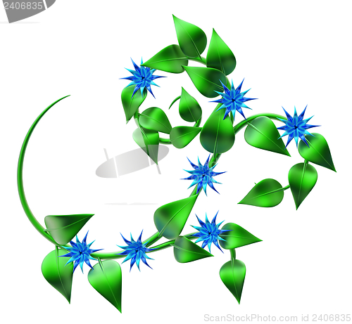 Image of abstract green branch with leafs as decoration