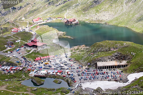 Image of mountain lake and resort