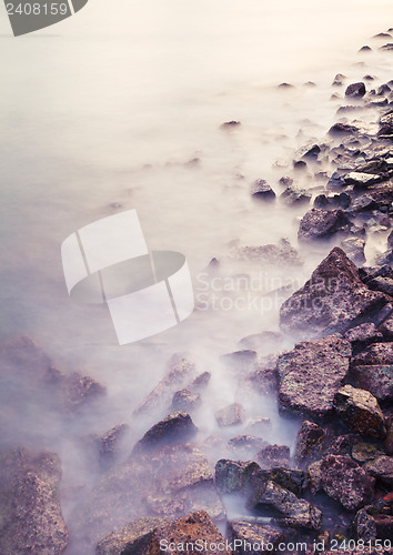 Image of Sea coast wave and rock