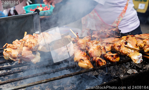 Image of Traditional Thai style grilled meat stick