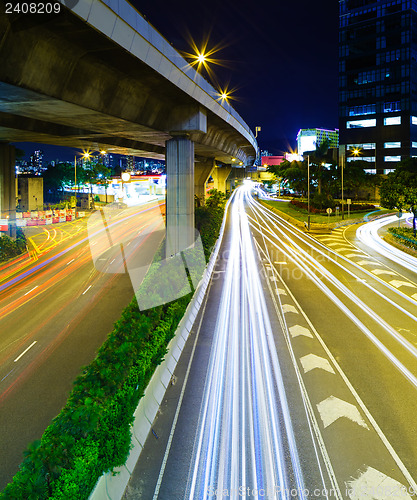 Image of Busy traffic on highway at night