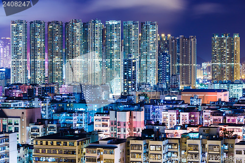 Image of Apartment building in Hong Kong at night