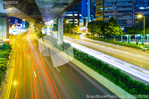 Image of Busy traffic on highway at night