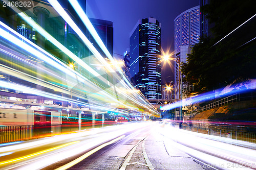 Image of Traffic trail in a city