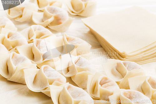 Image of Homemade dumpling and raw material