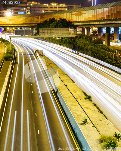 Image of Busy traffic on highway at night