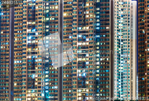 Image of Apartment building at night