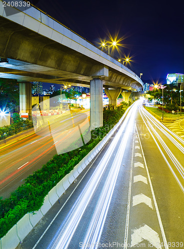 Image of Busy traffic on highway at night