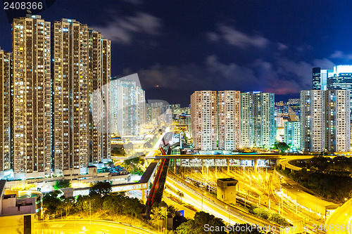 Image of Downtown and highway at night