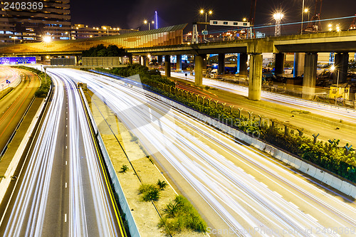 Image of Busy traffic on highway at night