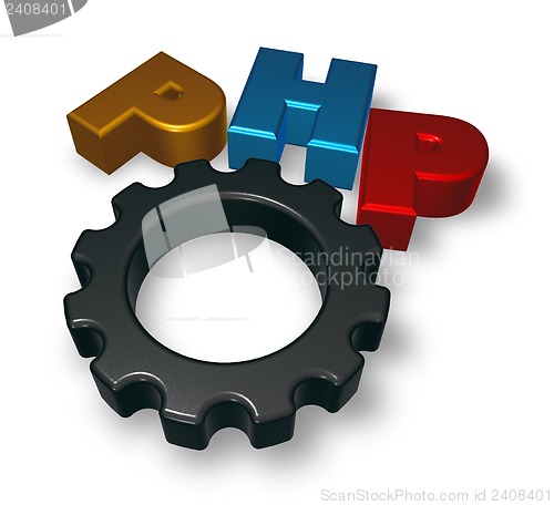 Image of php tag and cogwheel