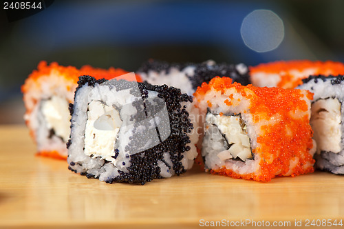 Image of tobico sushi rolls