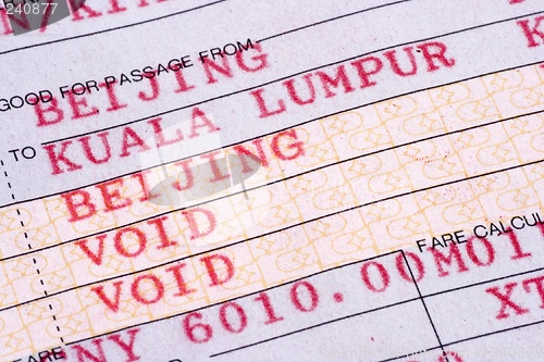 Image of Close Up on Airline Ticket