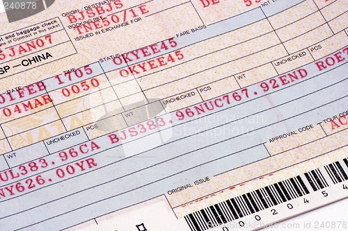 Image of Close Up on Airline Ticket