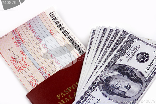 Image of Airline Ticket And Money