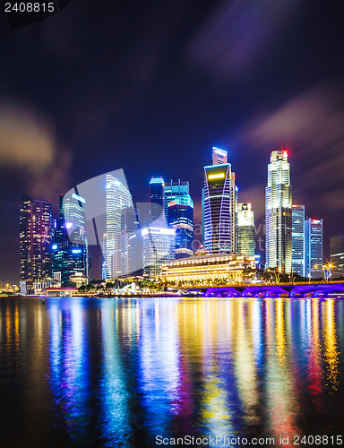 Image of Singapore skyline at night